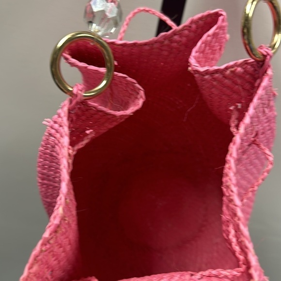 Holly Shae Designs Pink Straw Starfish Bucket Bag Preppy - Picture 6 of 7